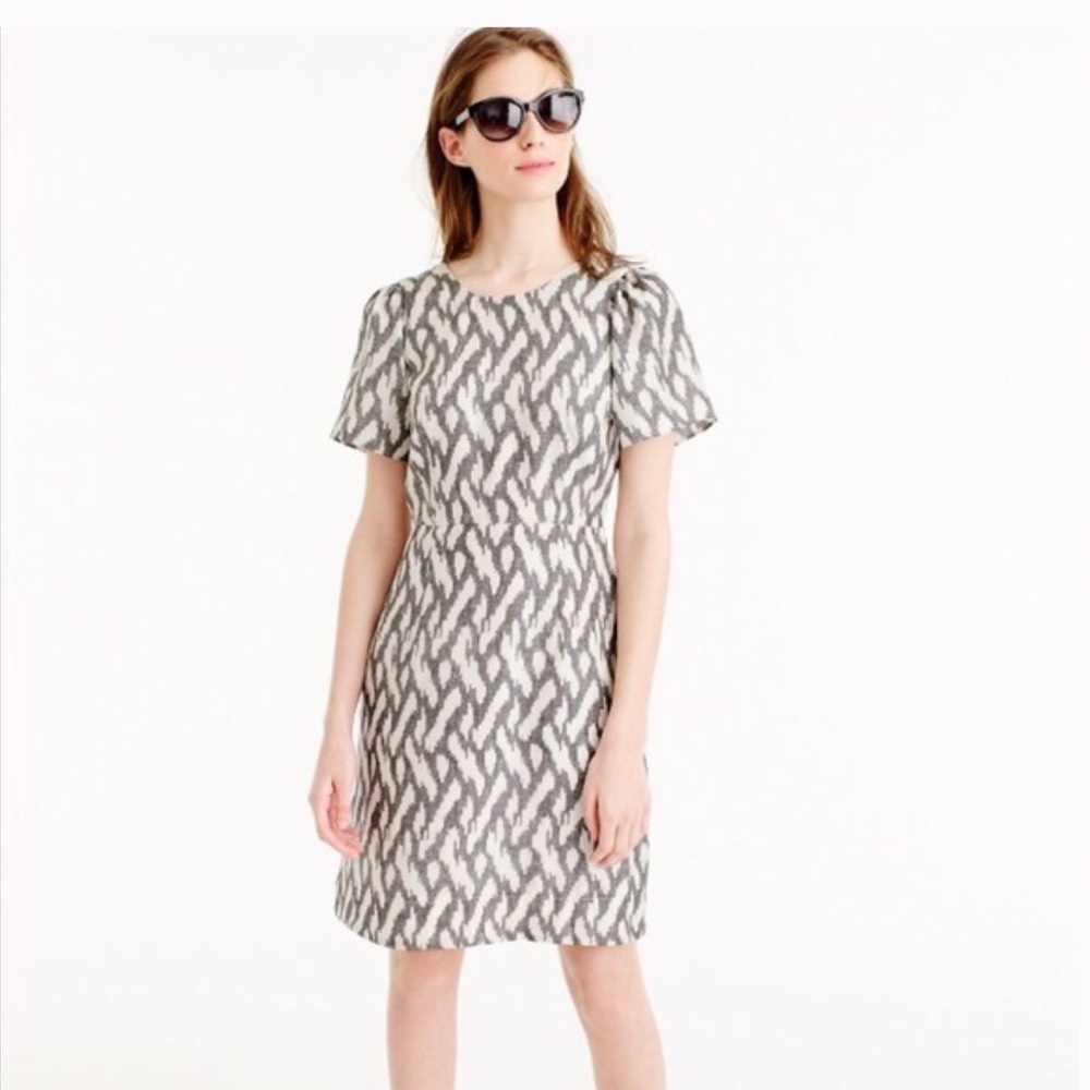 J. Crew Ikat Print Dress Grey & White